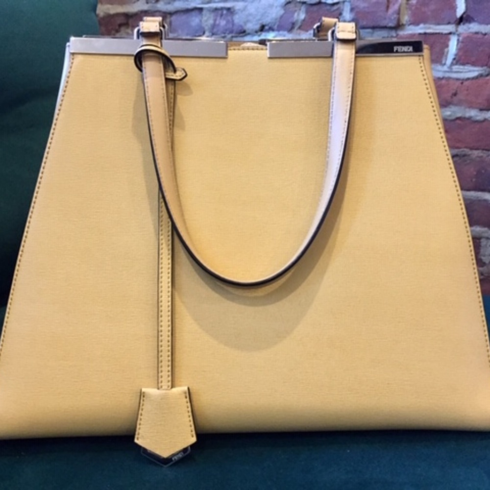 Fendi Mustard Leather Large 3Jours Tote Bag
